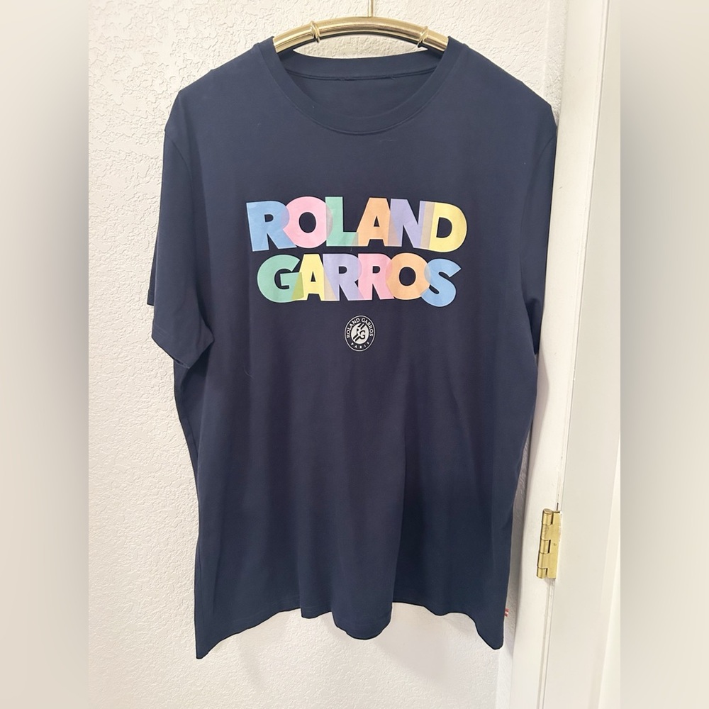 ROLAND GARROS Paris The Signature Multicolor & Navy T-Shirt SZ: Large